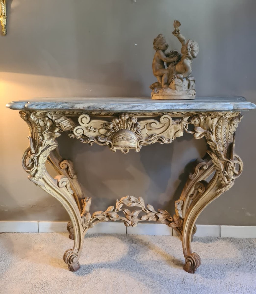 Console exceptionnelle, sculptée et gravée -photo-8