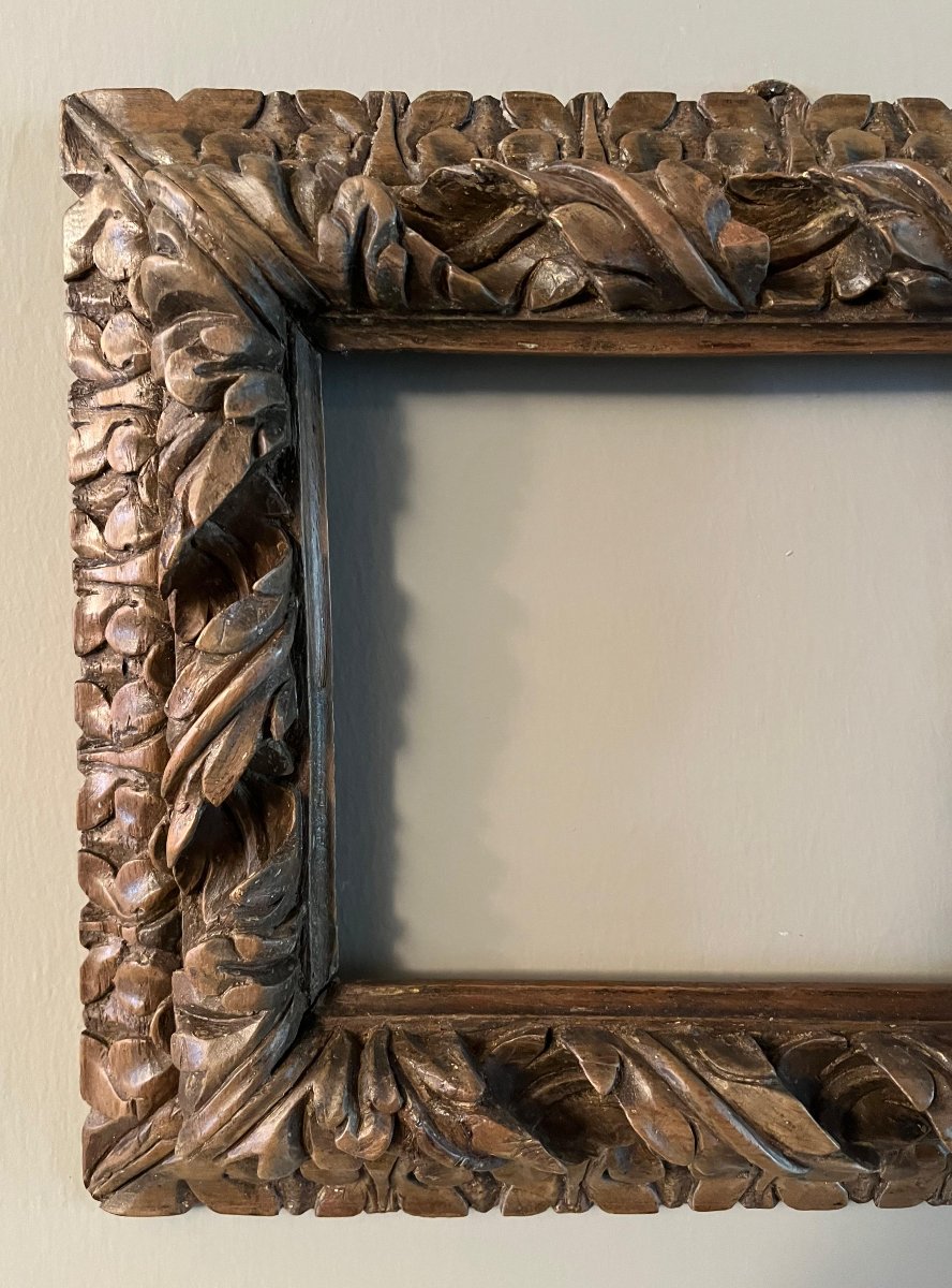 Walnut Frame, Carved And Engraved Wood.-photo-2