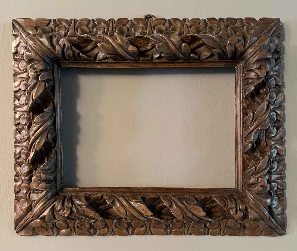 Walnut Frame, Carved And Engraved Wood.