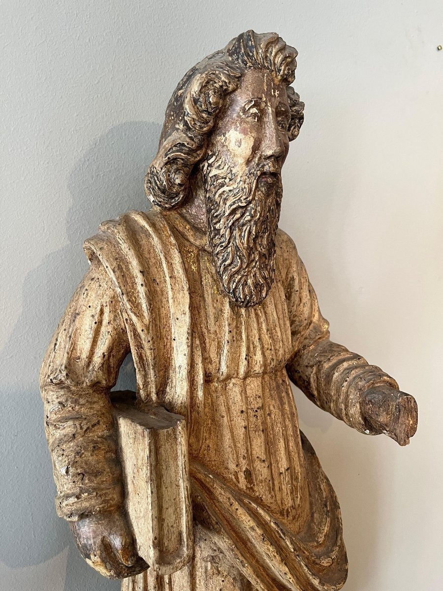 Wooden Sculpture Depicting An Evangelist-photo-3