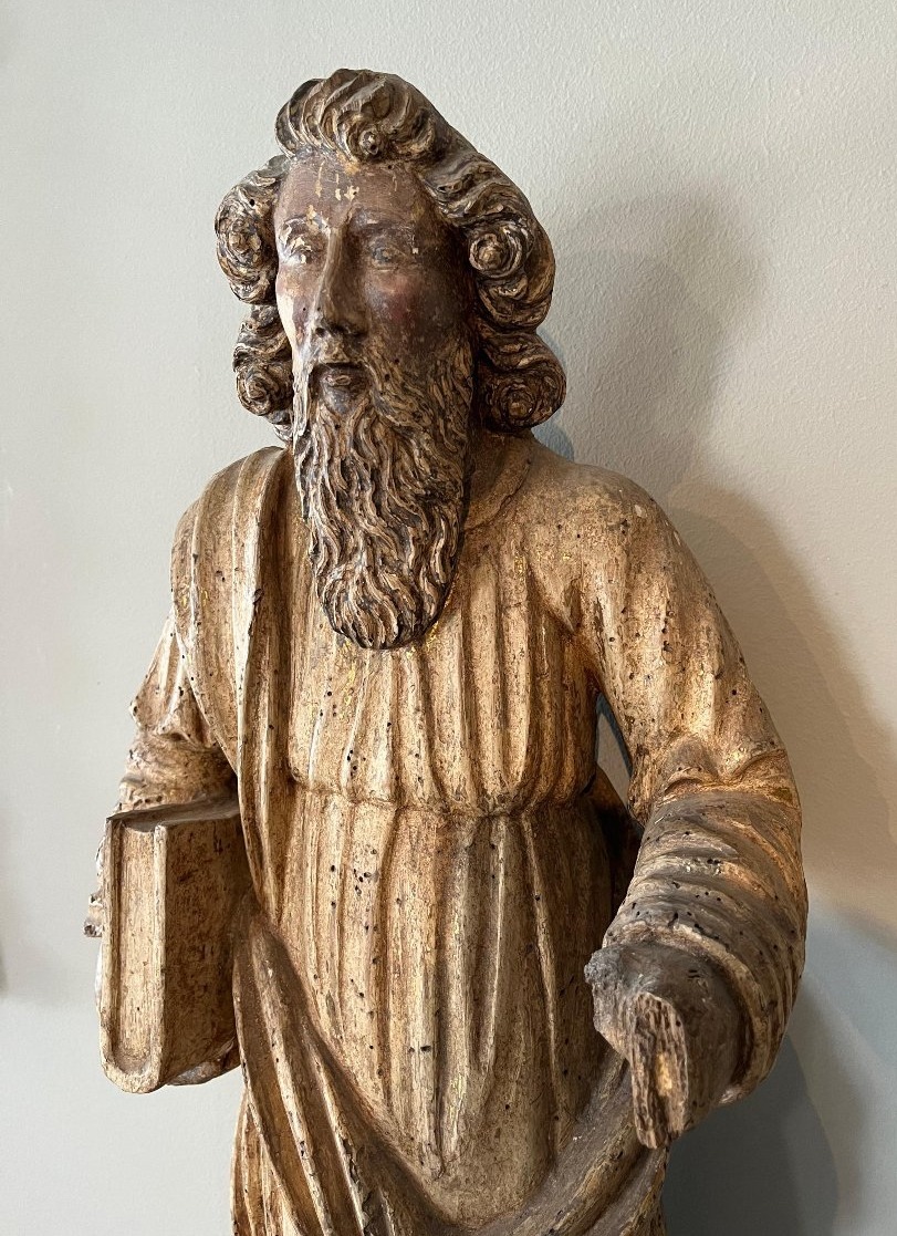 Wooden Sculpture Depicting An Evangelist-photo-4