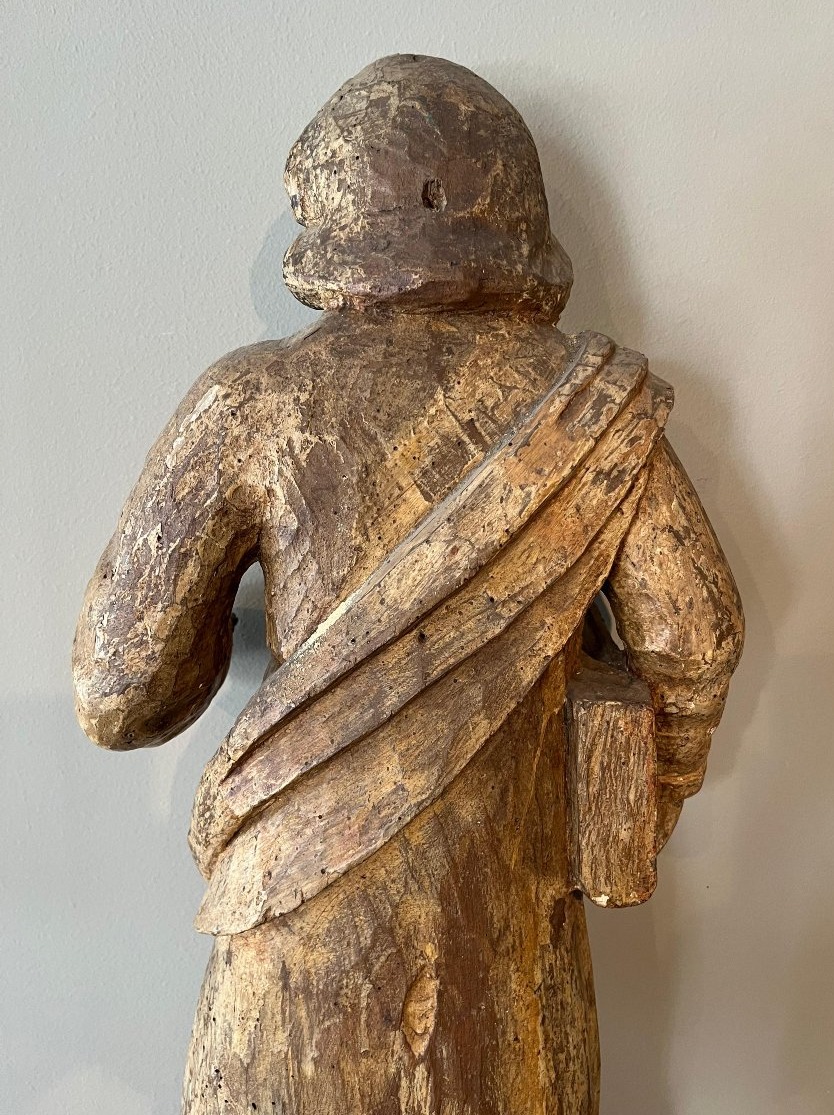 Wooden Sculpture Depicting An Evangelist-photo-6