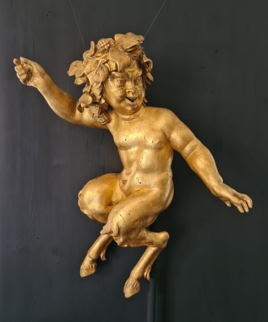 Carved And Gilded Wooden Sculpture 