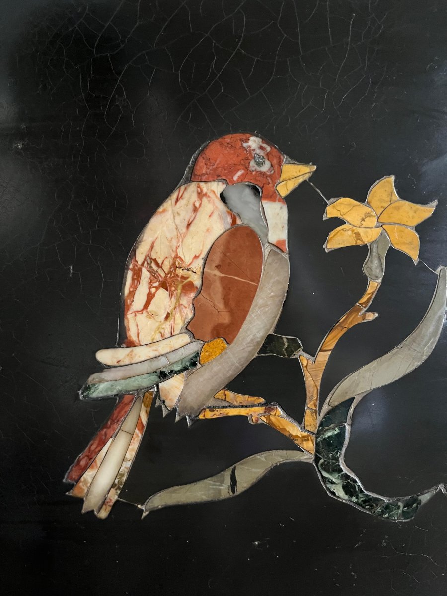 Pair Of Compositions In Polychrome Inlaid Marble-photo-3