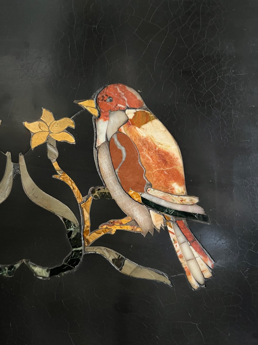 Pair Of Compositions In Polychrome Inlaid Marble-photo-4