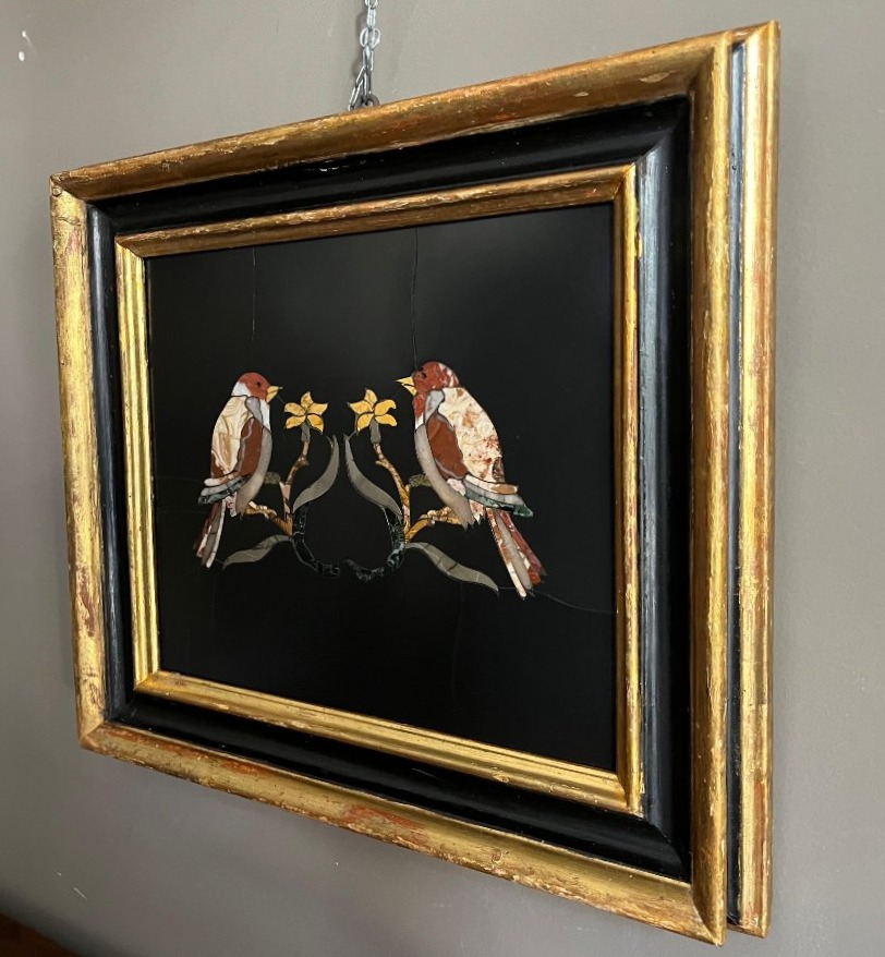 Pair Of Compositions In Polychrome Inlaid Marble-photo-2