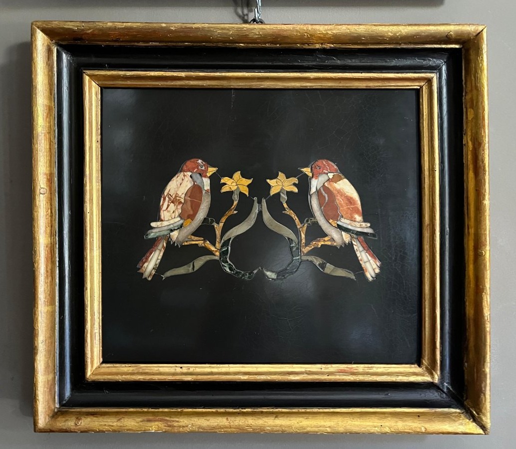 Pair Of Compositions In Polychrome Inlaid Marble