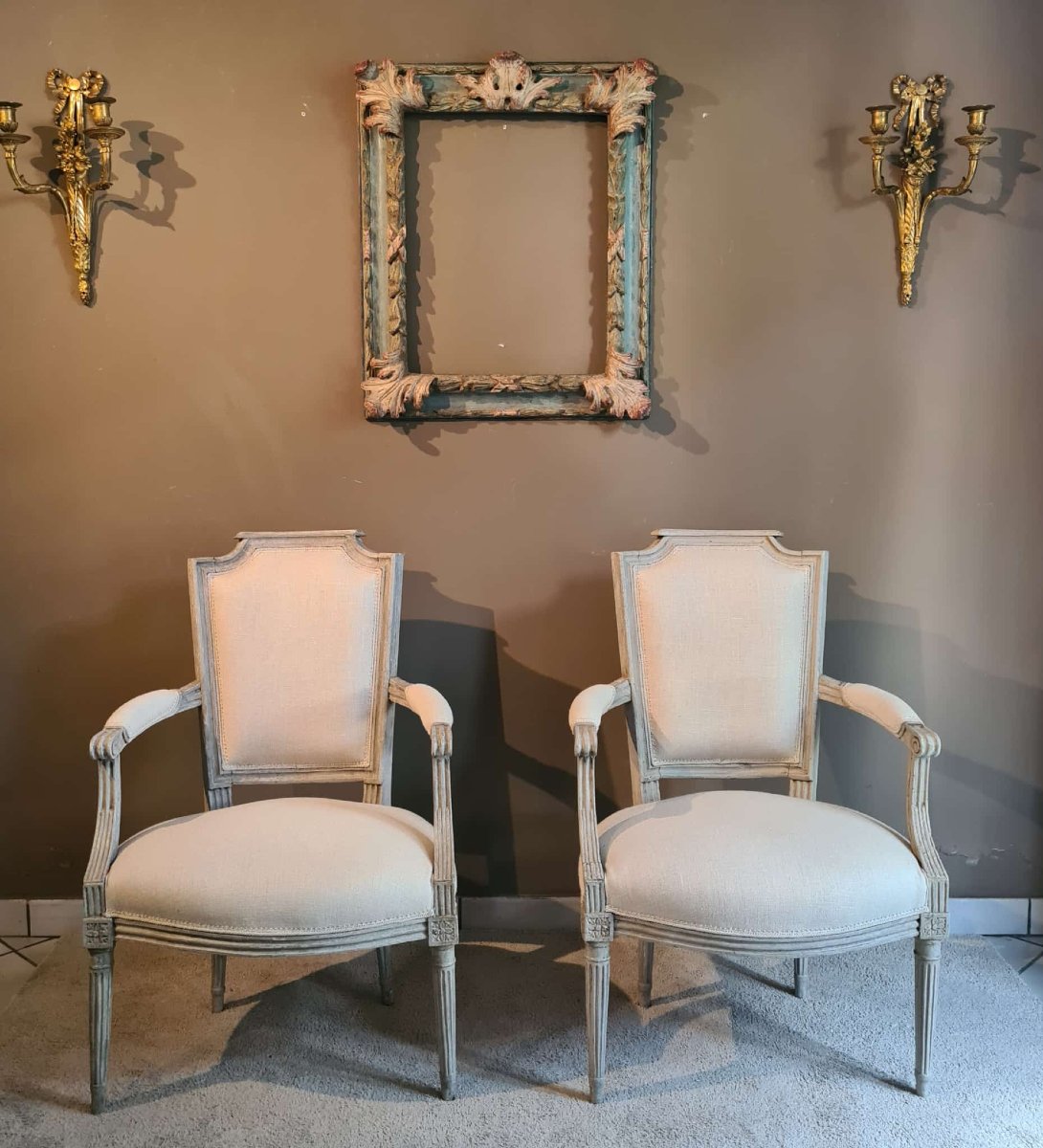 Paire de fauteuils laqués-photo-2