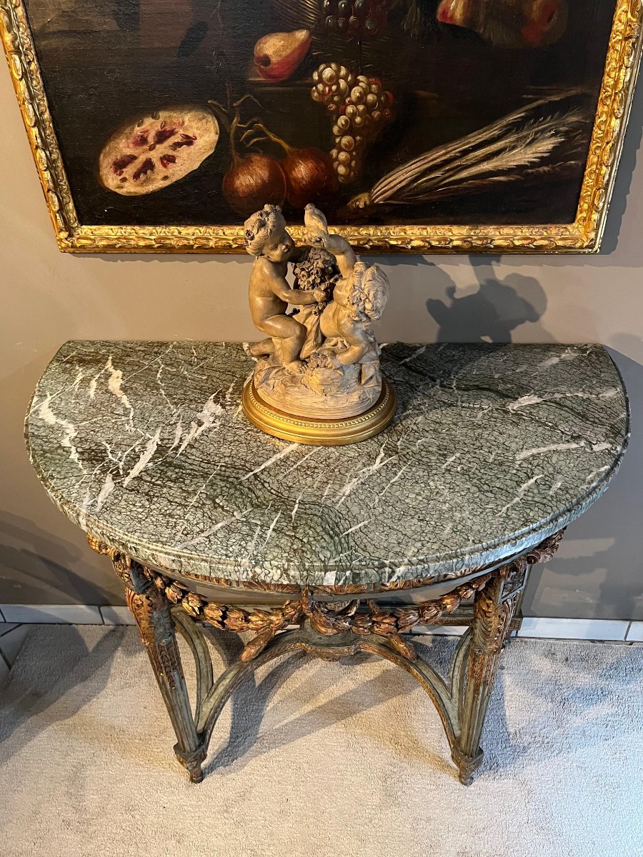 Carved And Lacquered Wooden Console Table, Turin, 18th Century-photo-2