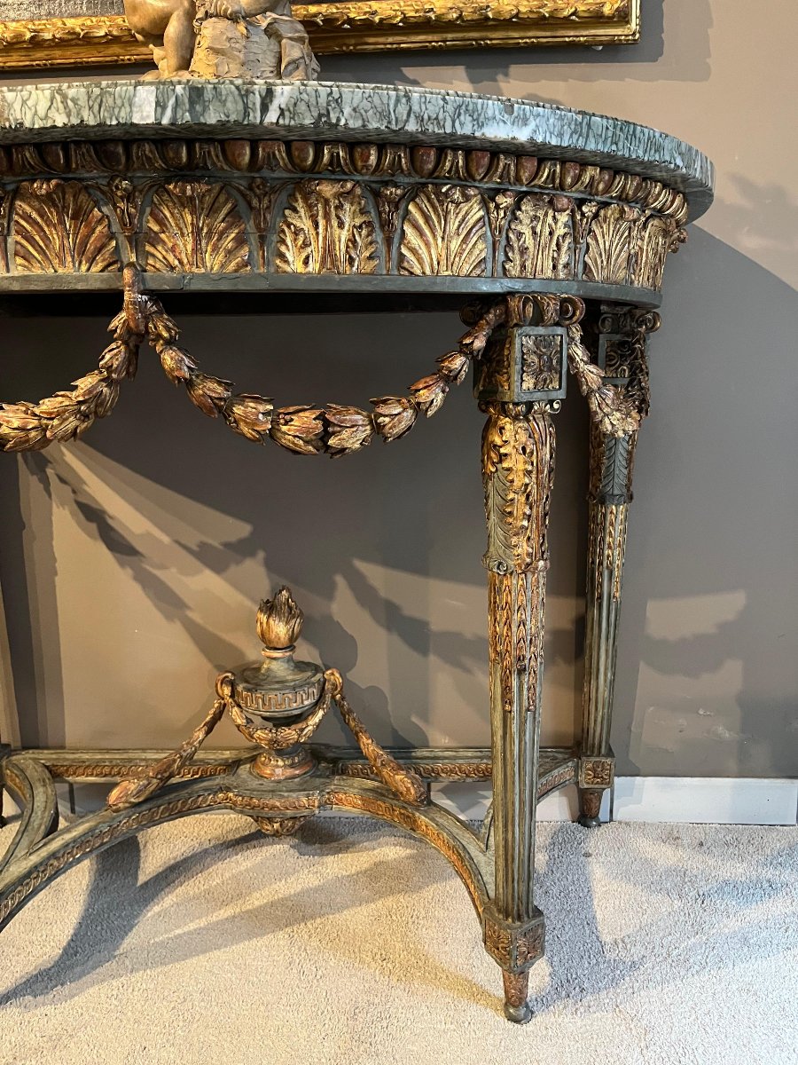 Carved And Lacquered Wooden Console Table, Turin, 18th Century-photo-3
