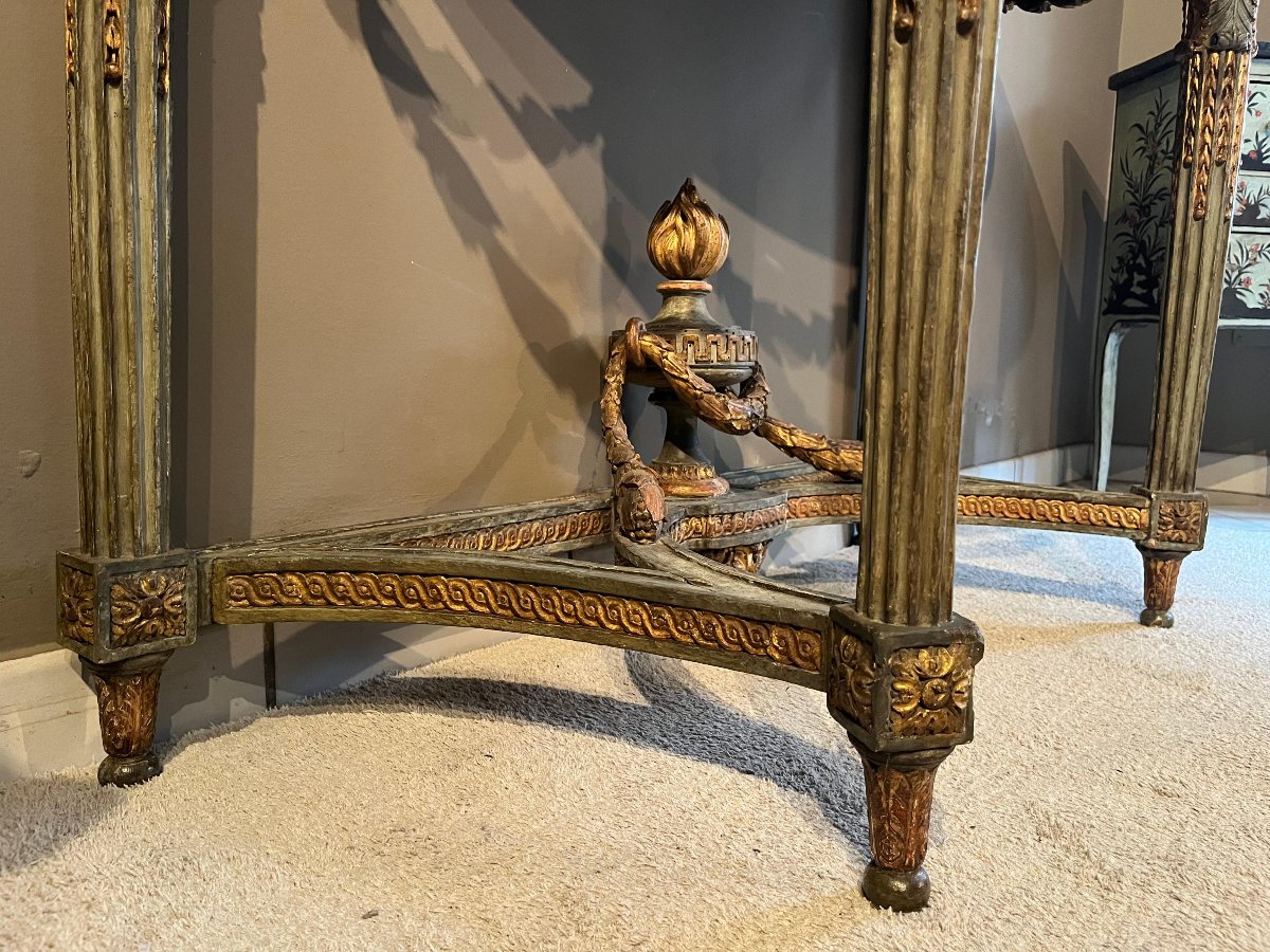 Carved And Lacquered Wooden Console Table, Turin, 18th Century-photo-5
