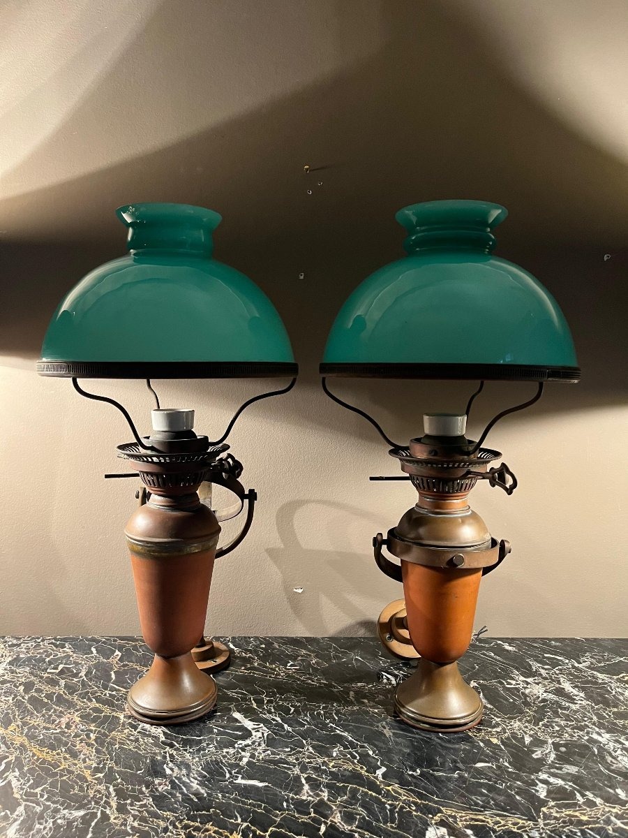 Paire de lampes à huile avec cardan pour bateaux