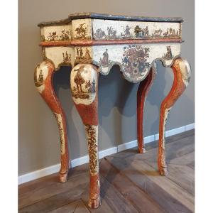 Lacquered Coffee Table And Sicilian Louis XV Decoration 'arte Povera'