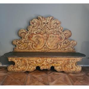 Banc d'entrée polychrome, peint et laqué