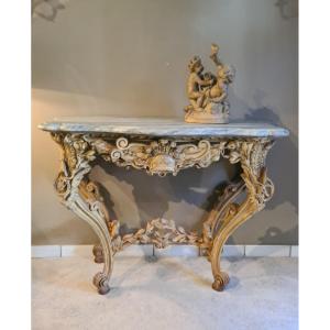 Extraordinary Console Table Carved And Engraved 