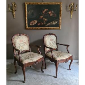 Pair Of Walnut Armchairs