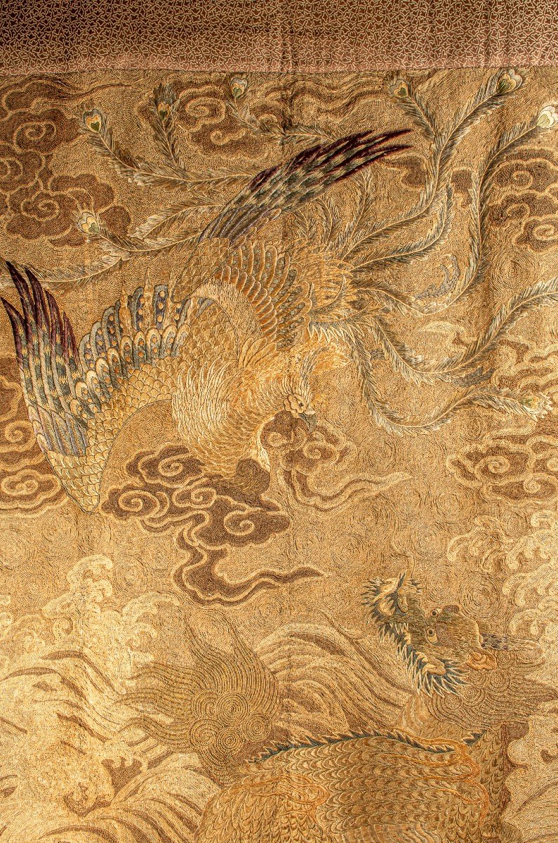 Tapestry With Flying Phoenix 鳳凰 And A Kirin 麒麟-photo-4