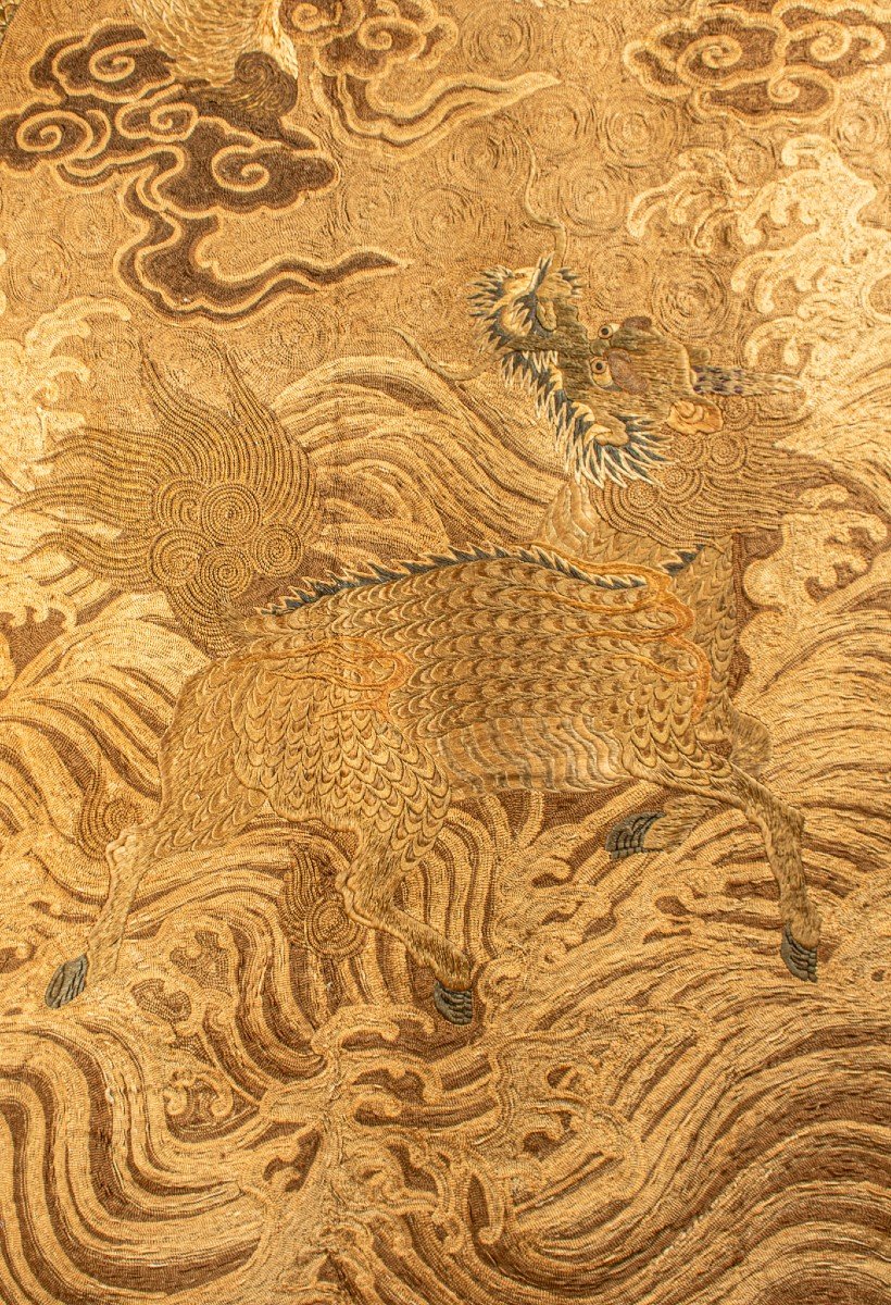 Tapestry With Flying Phoenix 鳳凰 And A Kirin 麒麟-photo-2