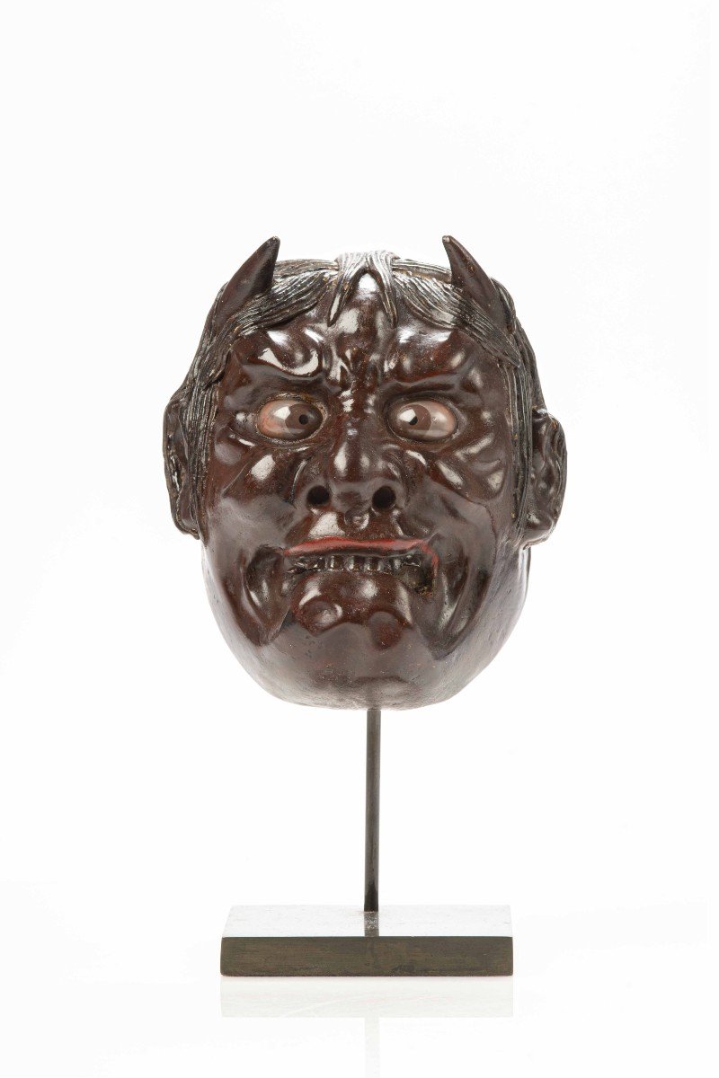 Masque Oni En Bois Laqué