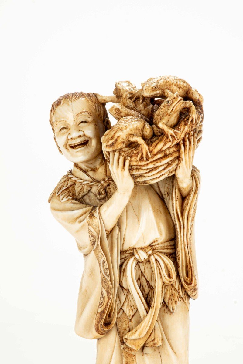 An Ivory Okimono Depicting A Gama Sennin With Toads-photo-1