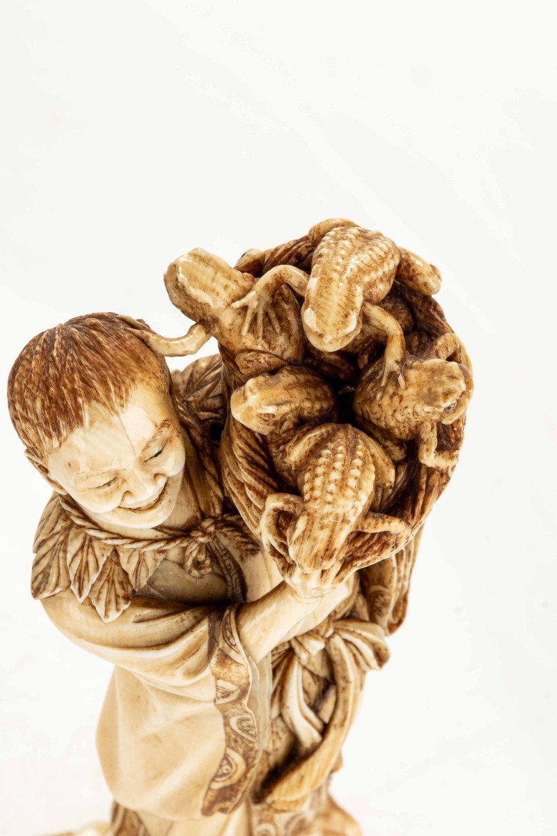 An Ivory Okimono Depicting A Gama Sennin With Toads-photo-2