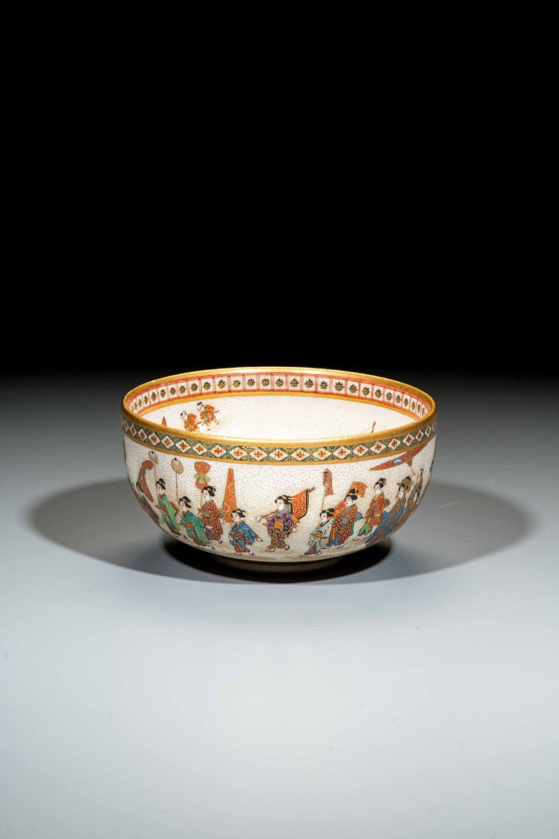 A Satsuma Bowl Depicting A Procession, Signed Shoko Takebe-photo-1