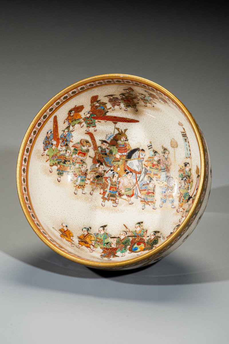 A Satsuma Bowl Depicting A Procession, Signed Shoko Takebe-photo-4