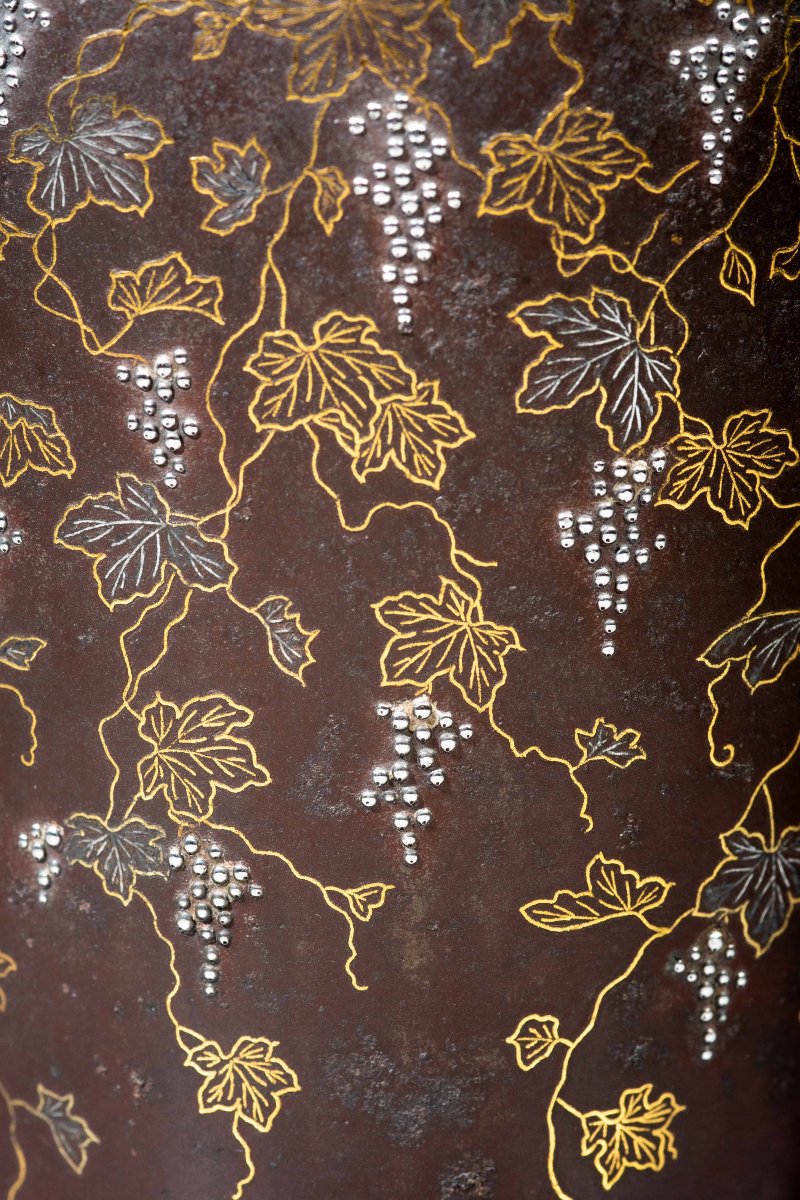 Paire de vases en fer et bronze signés Hamada Sei-photo-2