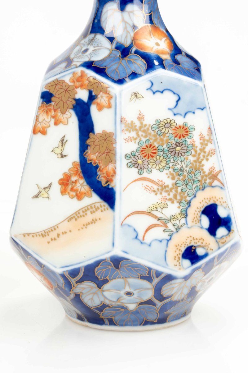 A Pair Of Imari Arita Porcelain Vases With Fukagawa Mark-photo-2