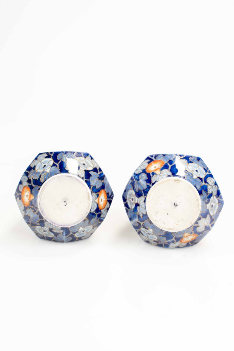 A Pair Of Imari Arita Porcelain Vases With Fukagawa Mark-photo-3