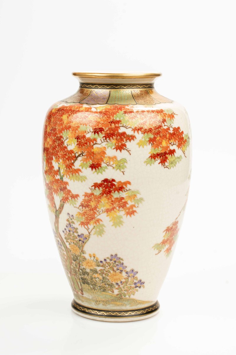 A Large Satsuma Vase Decorated With A Maple Tree-photo-2