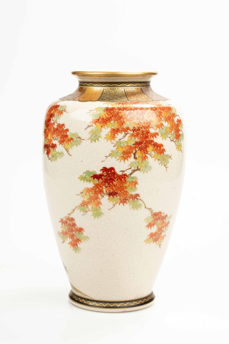 A Large Satsuma Vase Decorated With A Maple Tree-photo-3