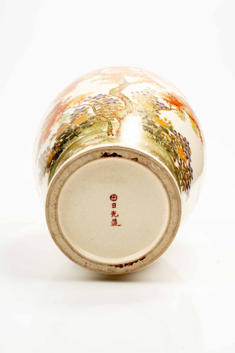 A Large Satsuma Vase Decorated With A Maple Tree-photo-4