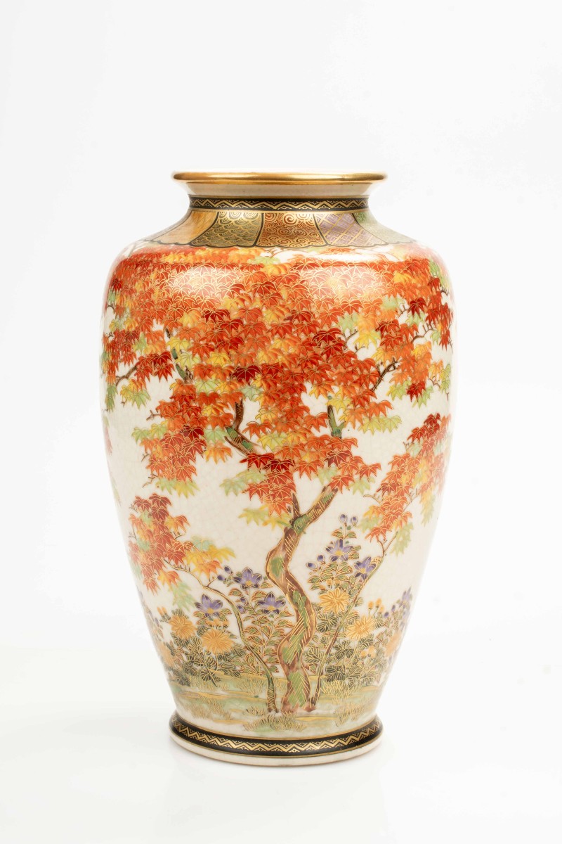 A Large Satsuma Vase Decorated With A Maple Tree