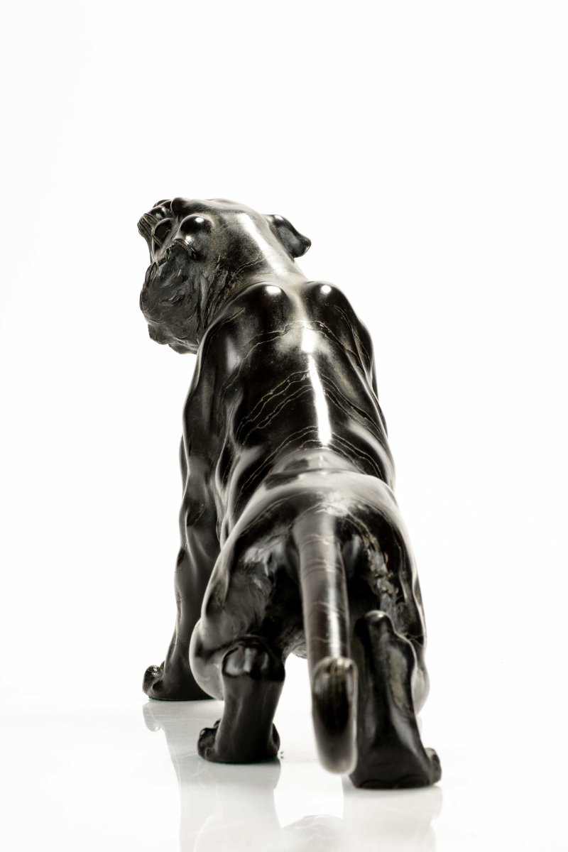 A Patinated Bronze Okimono Of A Roaring Tiger, Signed Maruki Company And Atsuyoshi-photo-4