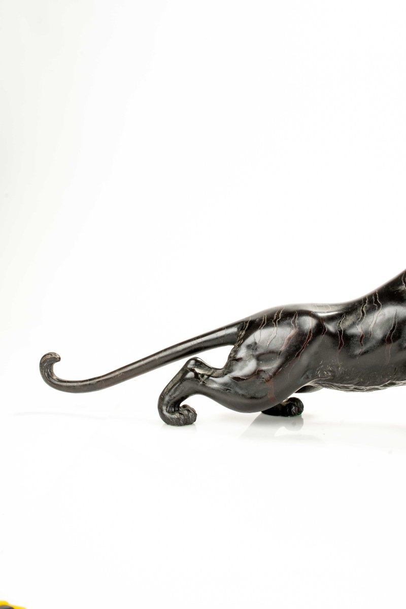 A Patinated Bronze Okimono Of A Roaring Tiger, Signed Maruki Company And Atsuyoshi-photo-4