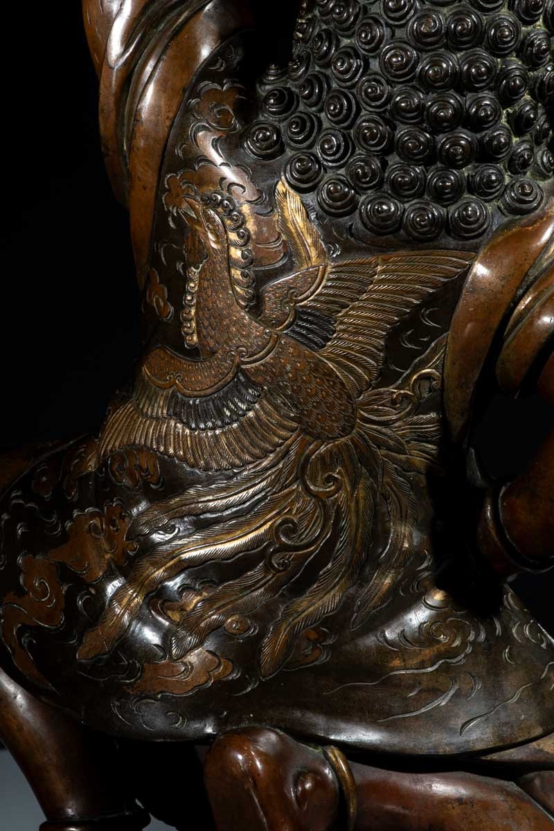 A Japanese Bronze Sculpture Depicting An Oni With A Ceremonial Koro-photo-3