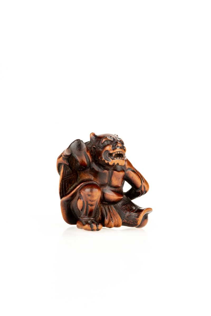 A Boxwood Netsuke Depicting An Oni And The Setsubun Festival-photo-3