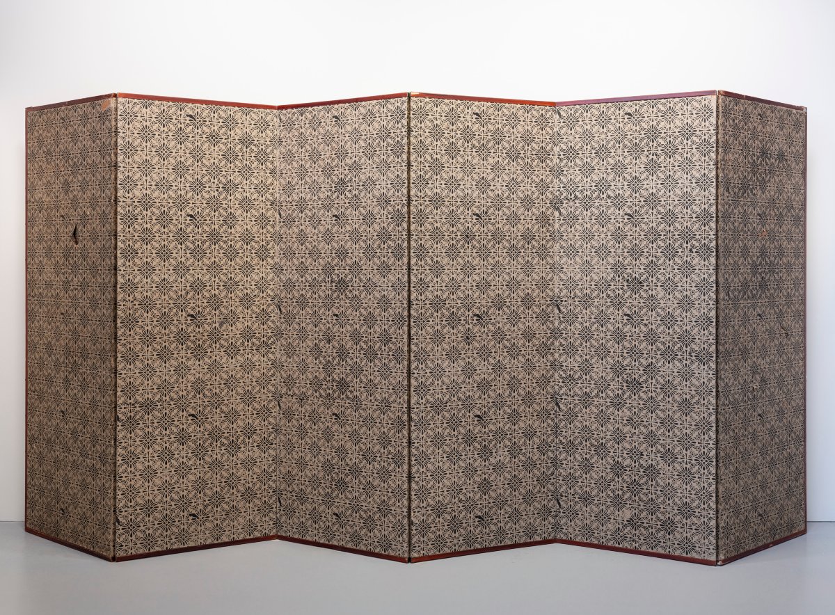 Paravent à six panneaux en papier représentant un jardin de chrysanthèmes-photo-8