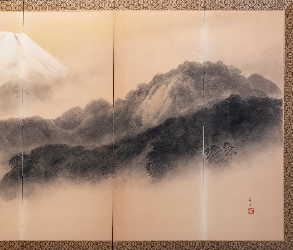 A Six-panel Paper Folding Screen Of Mount Fuji Shrouded In Mist-photo-3