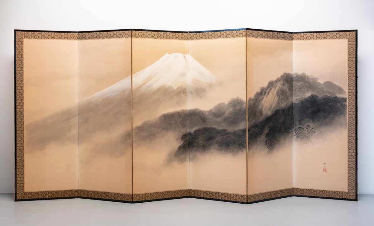 A Six-panel Paper Folding Screen Of Mount Fuji Shrouded In Mist-photo-3