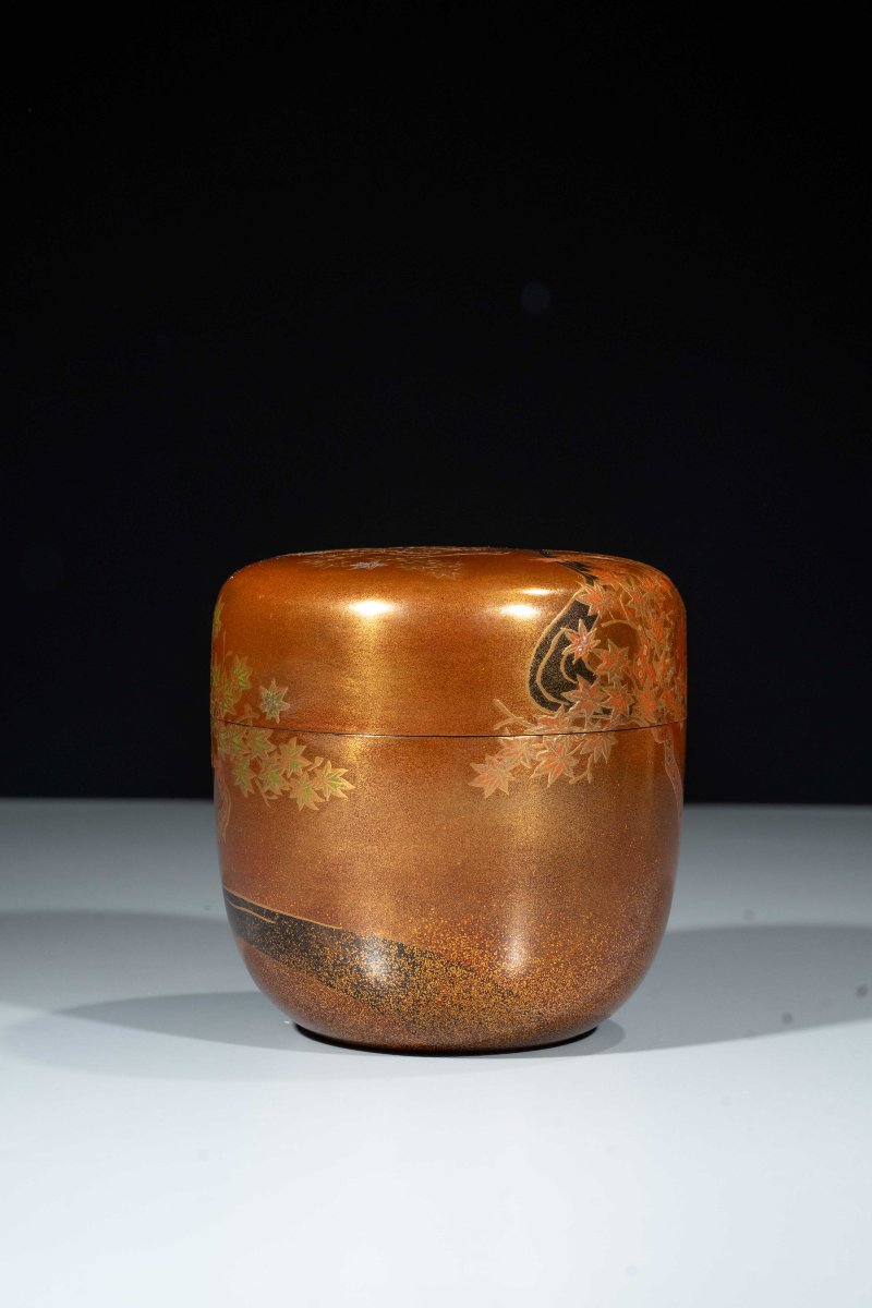 A Gold-lacquer Natsume With Maple Leaves And A Stream-photo-2