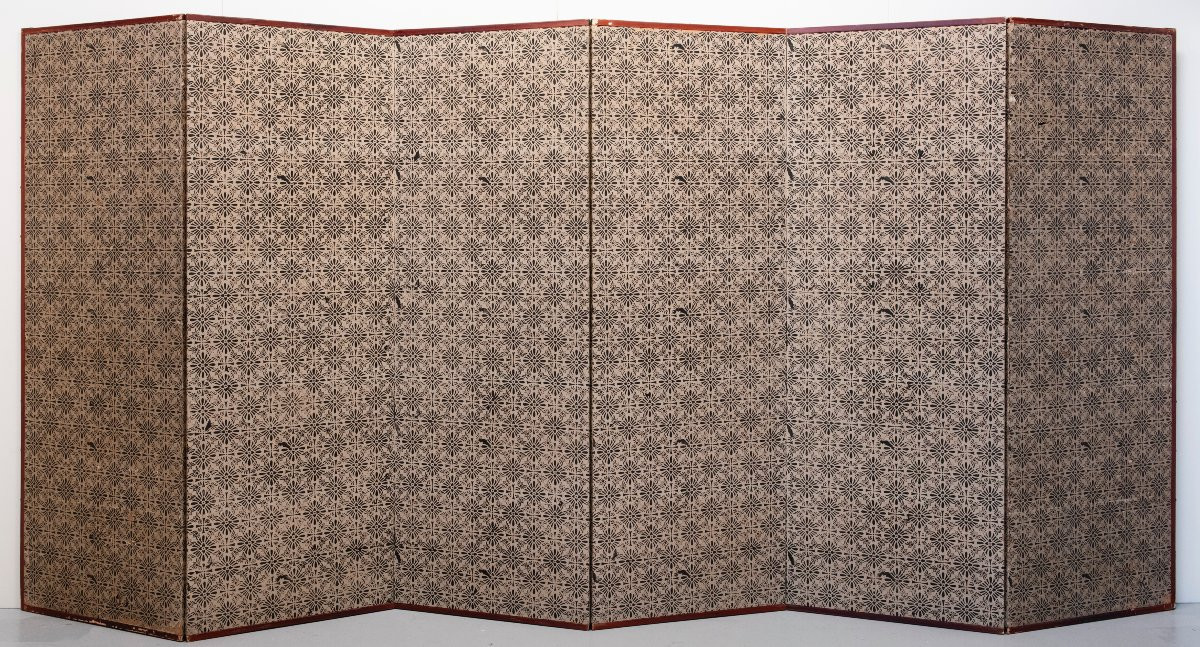 Paravent à six panneaux en papier représentant un jardin de chrysanthèmes-photo-8