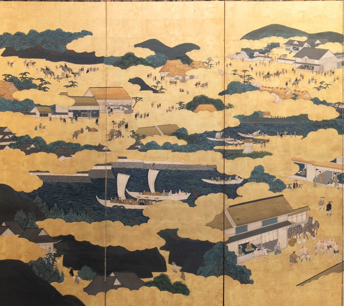 A Six-panel Folding Screen Depicting A Rakuchū Rakugai Zu View-photo-2