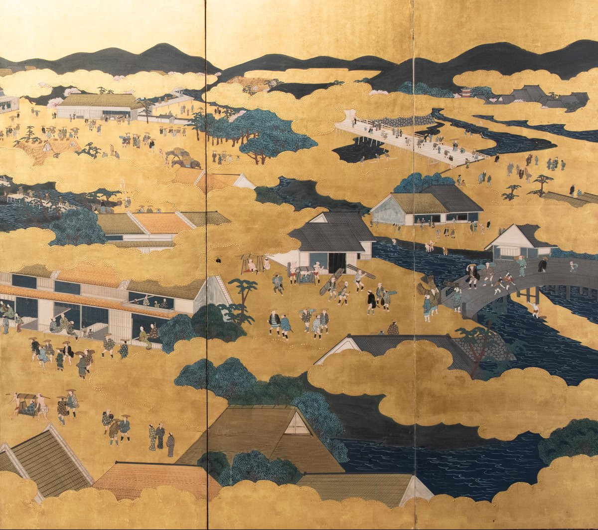 A Six-panel Folding Screen Depicting A Rakuchū Rakugai Zu View-photo-3