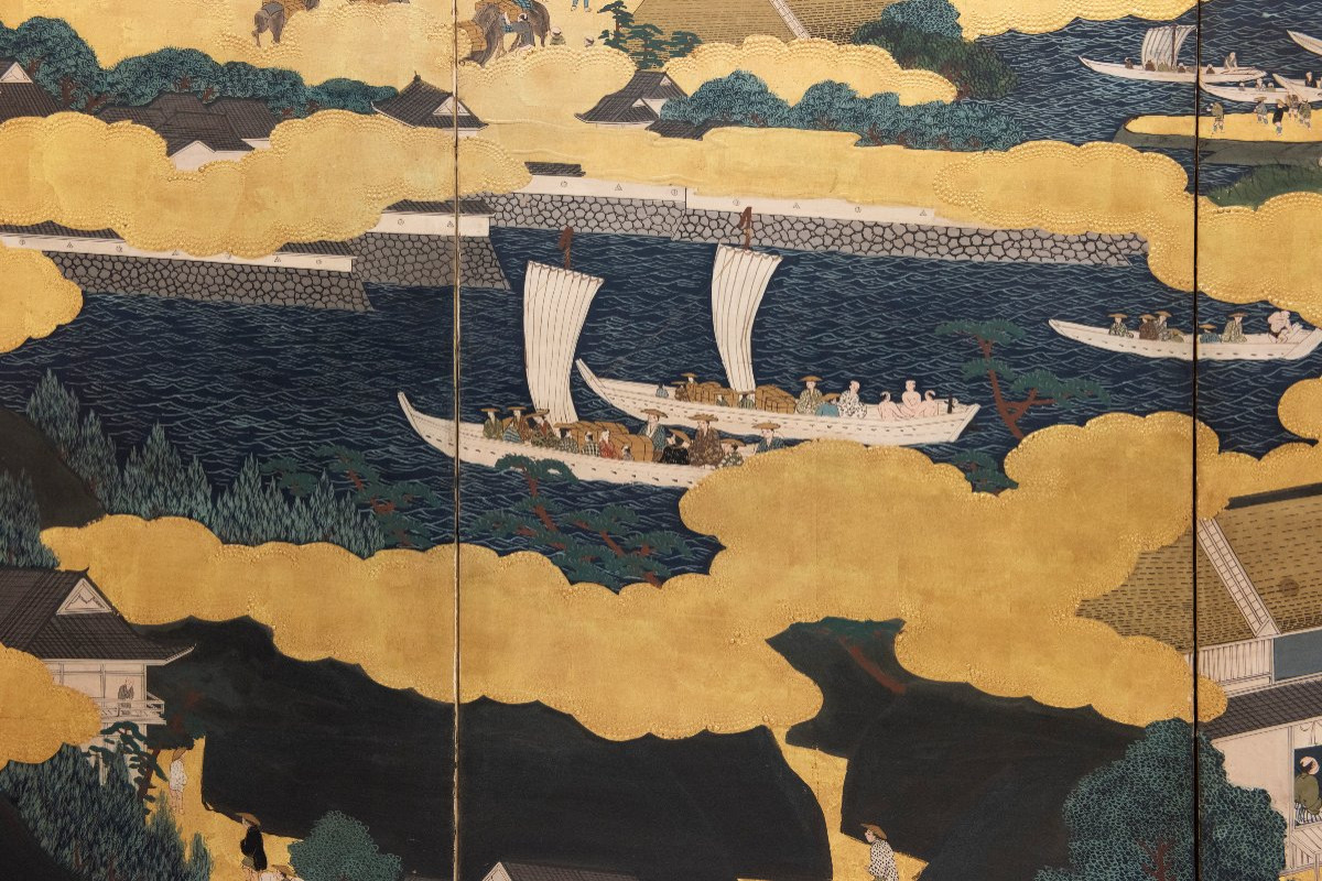 A Six-panel Folding Screen Depicting A Rakuchū Rakugai Zu View-photo-4