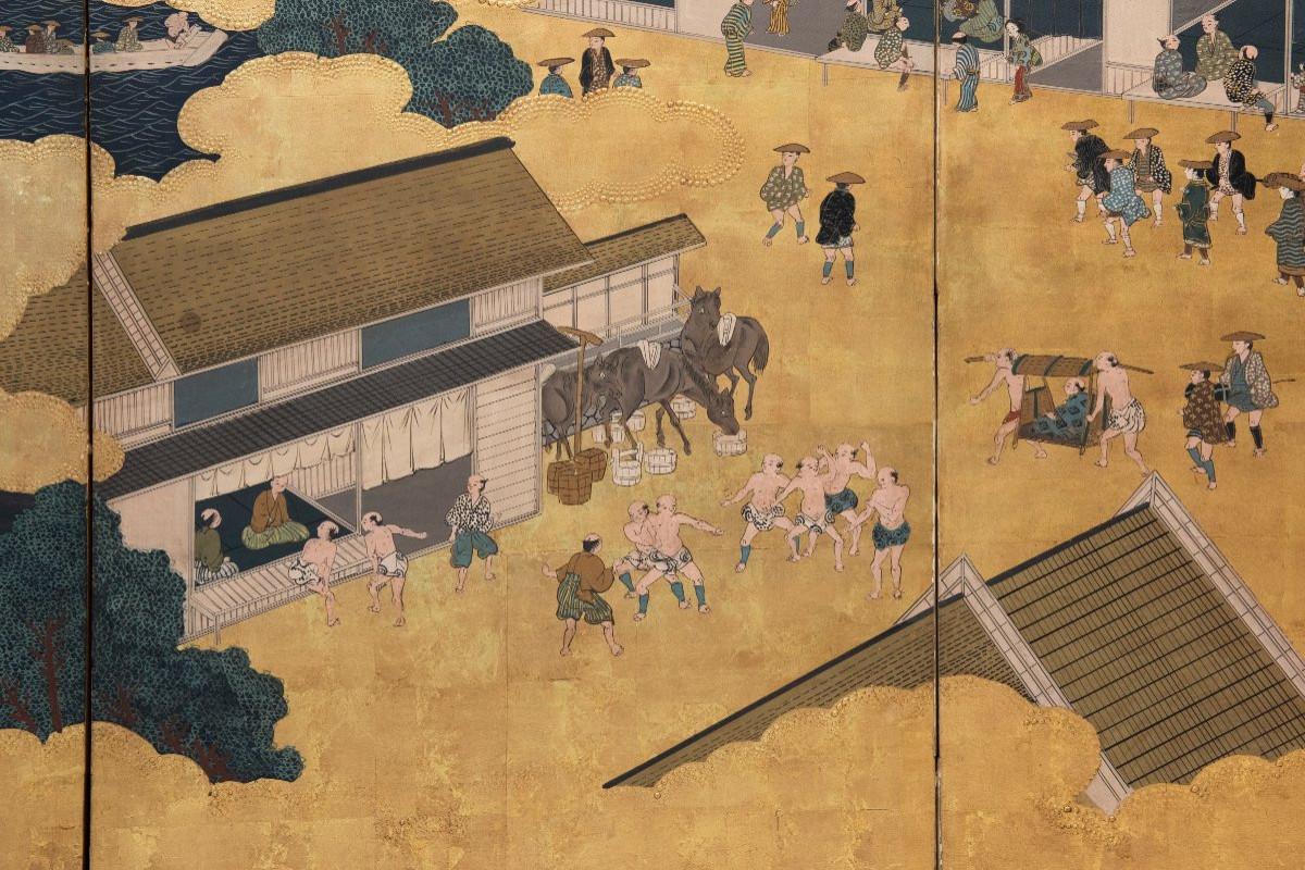 A Six-panel Folding Screen Depicting A Rakuchū Rakugai Zu View-photo-1