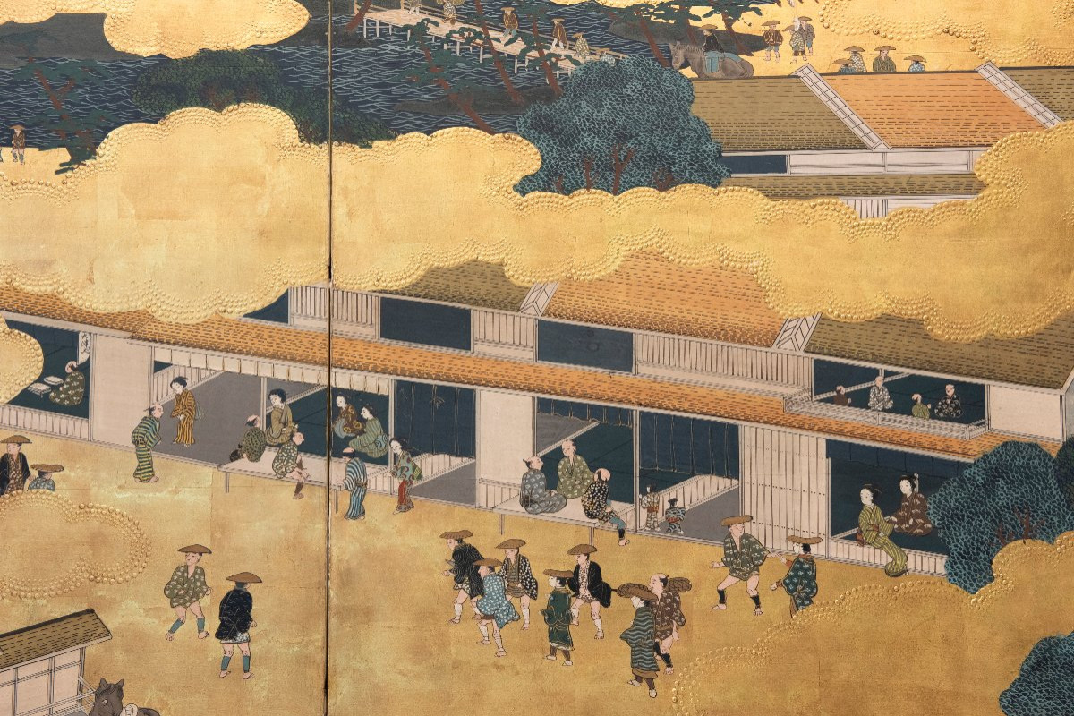A Six-panel Folding Screen Depicting A Rakuchū Rakugai Zu View-photo-2