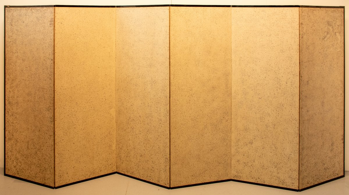 Paravent à six panneaux peint sur soie représentant un jardin printanier-photo-8