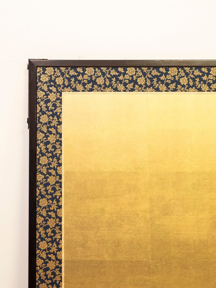A Two-panel Folding Screen With Bamboo Plants On Gold Leaf-photo-4